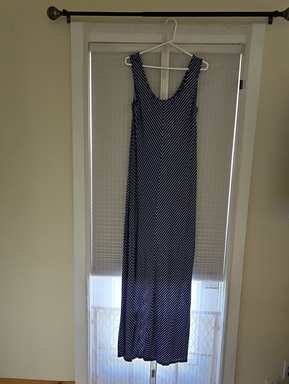 Merona Navy and White Striped V-Neck Maxi Dress XL